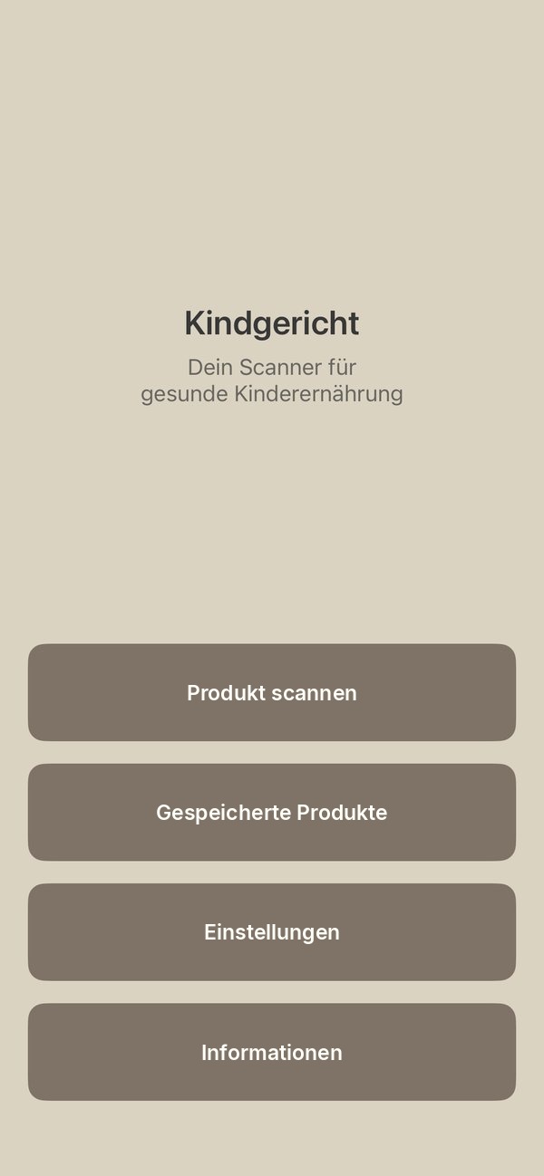 Hauptmenü der App